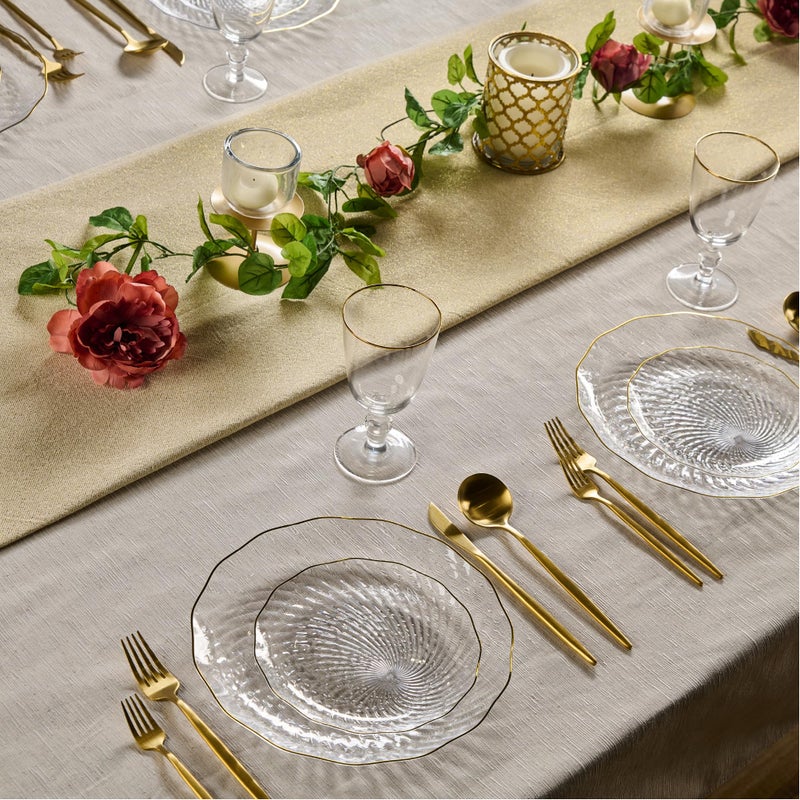 PLASTICPRO 30 Pack Plastic Plates Set of 15-10 inch Plates and 15-7 inch Plates  Elegant Clear Spiral and Gold Rim Disposable Fancy Plates Premium Heavyweight - Image 2