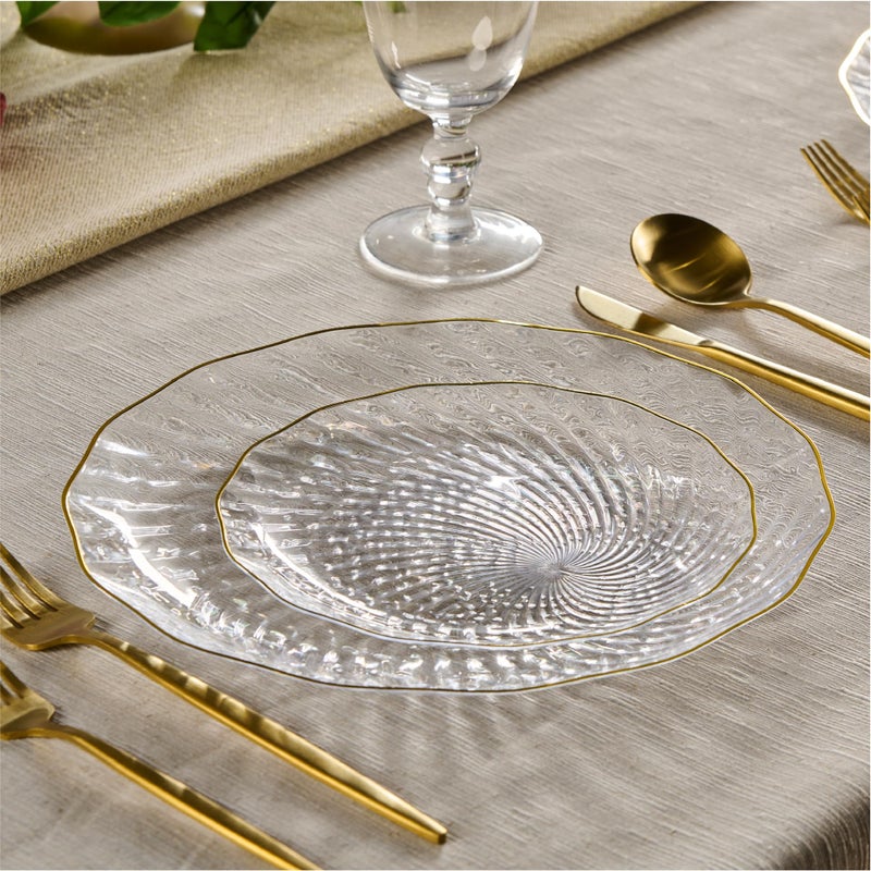 PLASTICPRO 30 Pack Plastic Plates Set of 15-10 inch Plates and 15-7 inch Plates  Elegant Clear Spiral and Gold Rim Disposable Fancy Plates Premium Heavyweight - Image 3