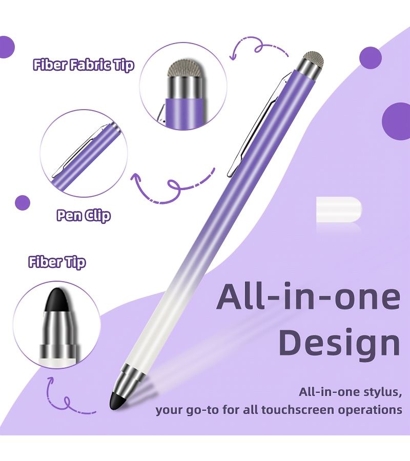 2 in 1 Stylus Pen Gradient Purple For Drawing Handwriting On Tablets Phones - Image 3