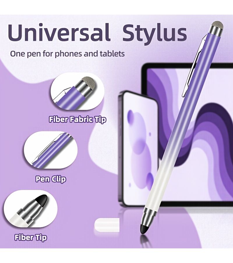 2 in 1 Stylus Pen Gradient Purple For Drawing Handwriting On Tablets Phones - Image 1
