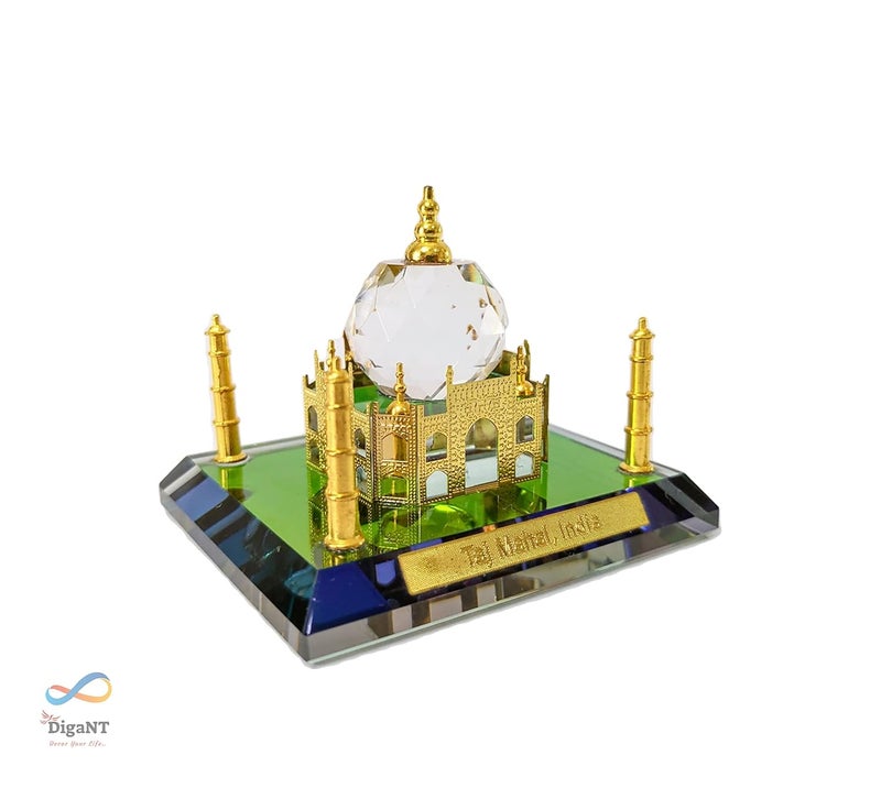 DigaNT Crystal Taj Mahal Showpiece With Golden Multicolor Hue Home Decor Gift Corporate Office Gift Car Dashboard Showpiece Collectable 10 Centimeters 6 CM - Image 3