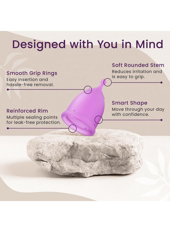 EcoBlossom Reusable Menstrual Cup Set - The Most Reliable Medical Grade Silicone Period Cups - Comfortably use for 12 Hours (Small & Large) - Image 2