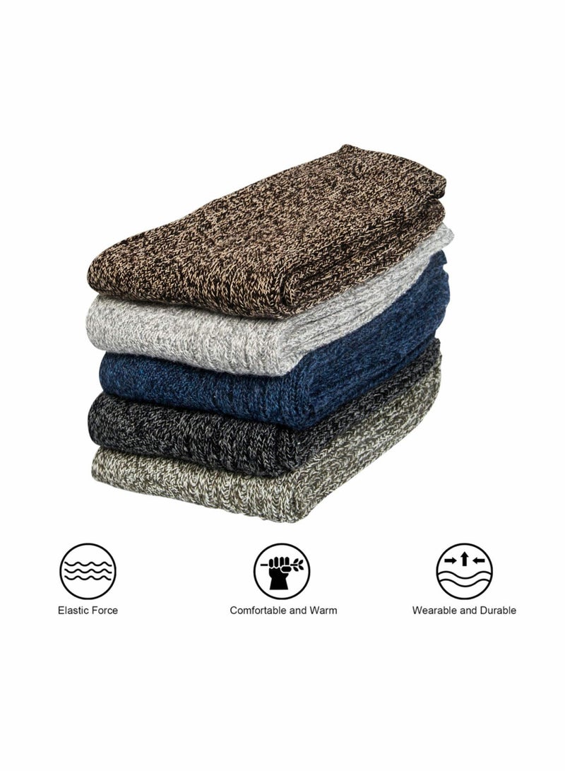 Y&D Pack of 5 Womens Winter Socks Warm Thick Knit Wool Soft Vintage Casual Crew Gifts - Image 4