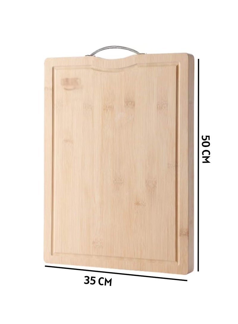 Yuwell Bamboo Cutting Boards For Kitchen Wooden Cutting Board For Chopping Meat, Vegetables, Fruits, Cheese, Knife Friendly Serving Tray With Handles 50X35CM  - Image 2