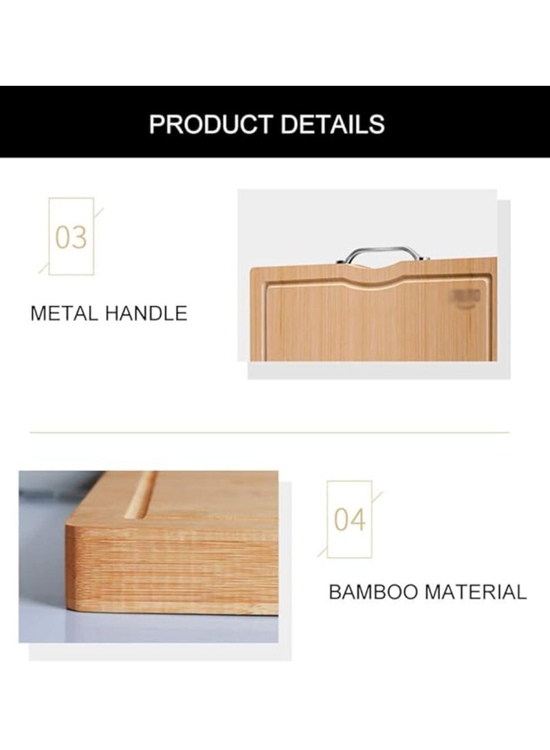 Yuwell Bamboo Cutting Boards For Kitchen Wooden Cutting Board For Chopping Meat, Vegetables, Fruits, Cheese, Knife Friendly Serving Tray With Handles 50X35CM  - Image 5
