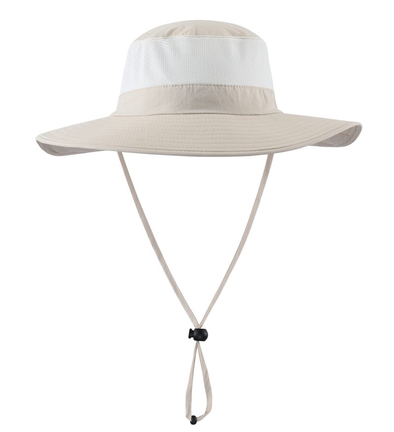 Home Prefer Outdoor UPF50+ Mesh Sun Hat Wide Brim Fishing Hat with Neck Flap (Beige) - Image 2