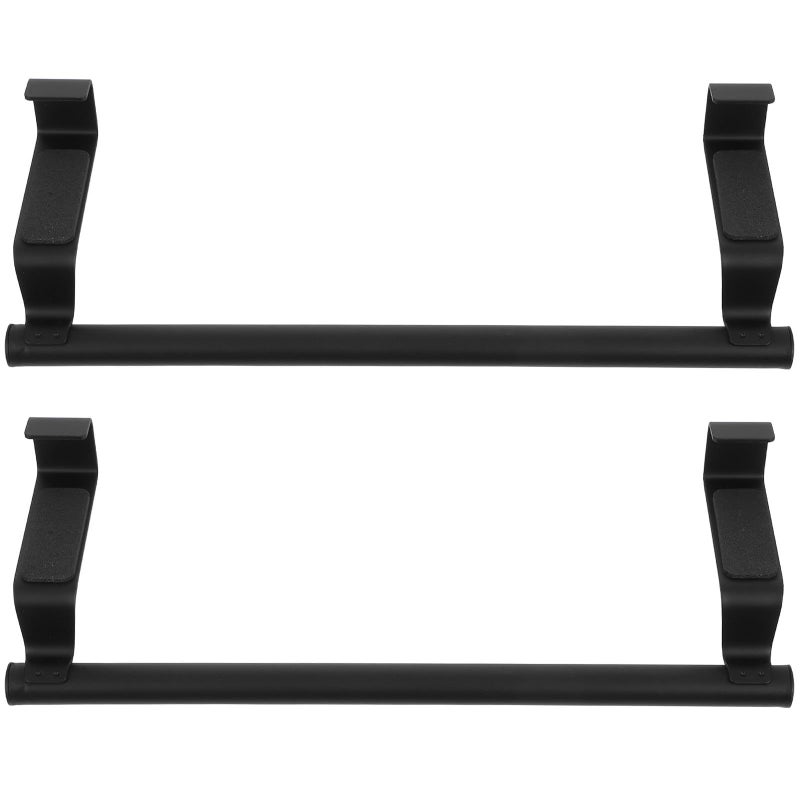 2 Pcs Over Door Stainless Steel Towel Rail Bathroom And Kitchen Cabinet Door Holder Black Small Size Over Cabinet Rack - Image 2