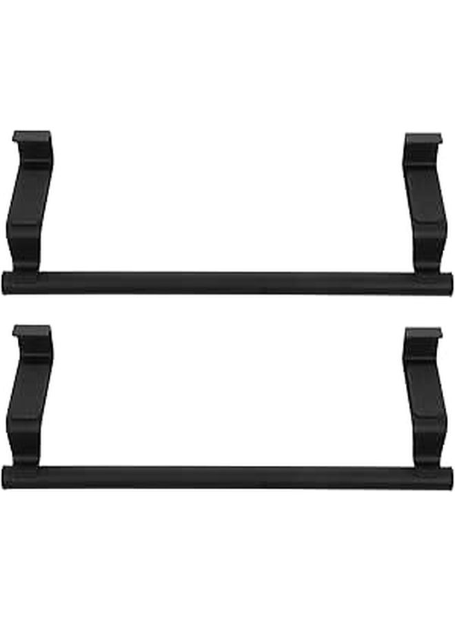 2 Pcs Over Door Stainless Steel Towel Rail Bathroom And Kitchen Cabinet Door Holder Black Small Size Over Cabinet Rack - Image 1