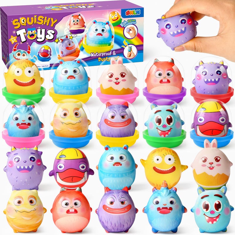 SNLN 20 Pack Prefilled Easter Eggs with Monster Slow Squishy Toys Monster Party Favors for Kids Boys Girls Easter Basket Stuffers Birthday Gift Treasure Box Toy Classroom Prizes - Image 3