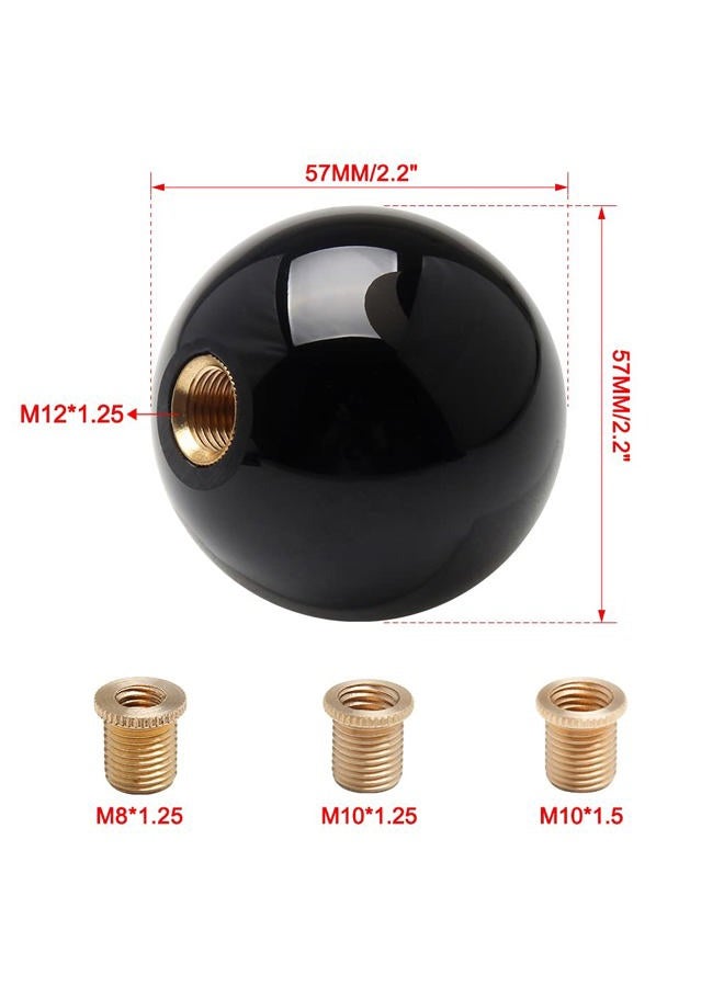Top10 Racing 8 Ball Billiard Black Round Shift Knob Acrylic Gear Shift Knob with 3 Adapters Universal Fit for Manual Car M 8*1.25, M 10*1.25, M 10*1.5, M 12*1.25 - Image 2