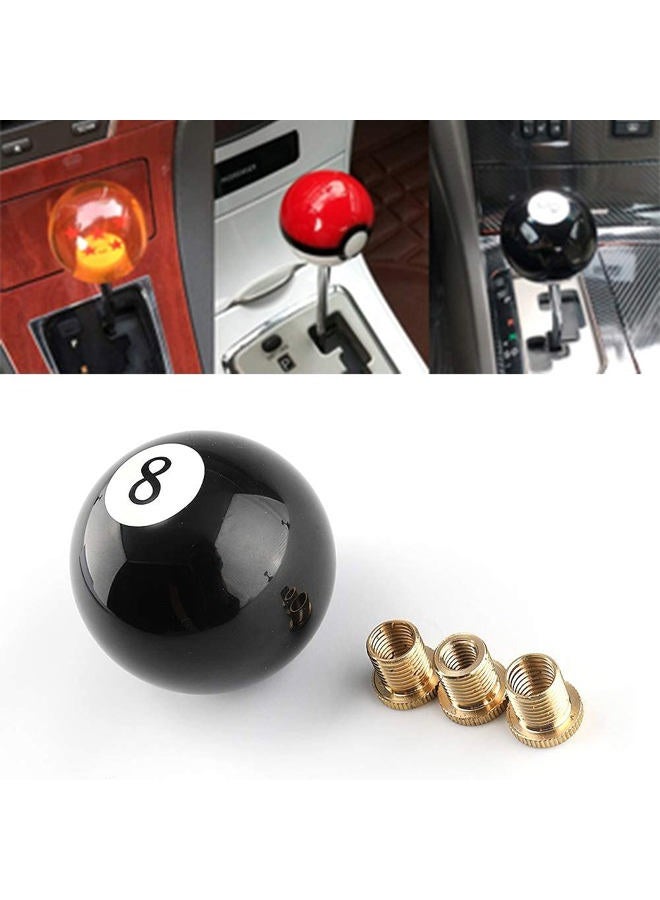 Top10 Racing 8 Ball Billiard Black Round Shift Knob Acrylic Gear Shift Knob with 3 Adapters Universal Fit for Manual Car M 8*1.25, M 10*1.25, M 10*1.5, M 12*1.25 - Image 5