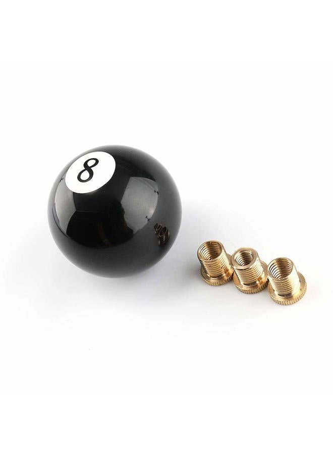 Top10 Racing 8 Ball Billiard Black Round Shift Knob Acrylic Gear Shift Knob with 3 Adapters Universal Fit for Manual Car M 8*1.25, M 10*1.25, M 10*1.5, M 12*1.25 - Image 1