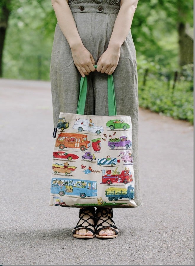 Out of Print Cars and Trucks and Things That Go Tote Bag with Inner Pocket - Richard Scarry Gift for Book Lovers - Image 3