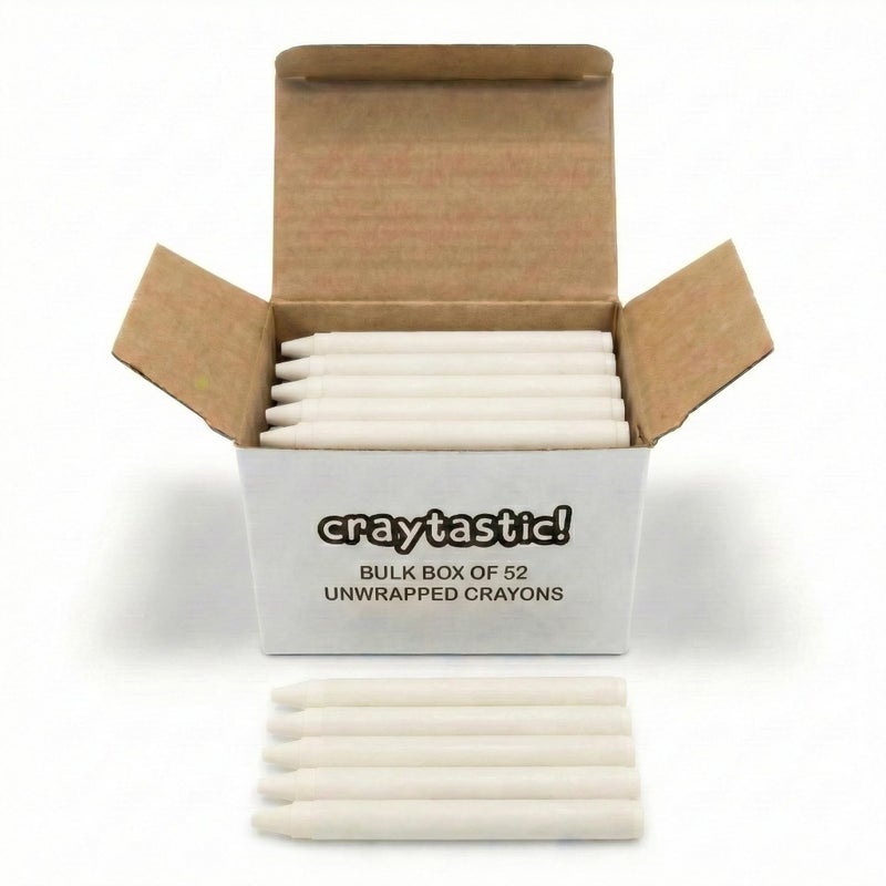 Craytastic Bulk Unwrapped Crayons Box of 52 White for Crafting Parties Kids Paperless Crayons No Paper Wrapper Safety Tested Compliant with ASTM D4236 - Image 2