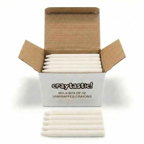 Craytastic Bulk Unwrapped Crayons Box of 52 White for Crafting Parties Kids Paperless Crayons No Paper Wrapper Safety Tested Compliant with ASTM D4236 - Image 1