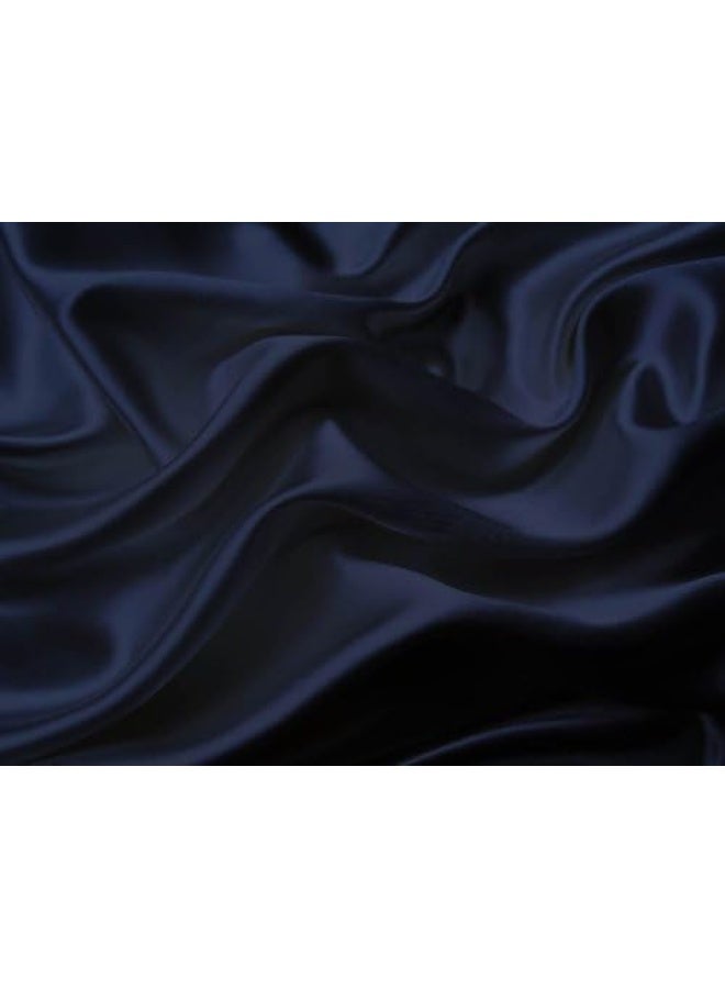 MK Home Mk Collection 4pc Soft Silky Satin Solid Color Deep Pocket Sheet Set Navy Blue Full - Image 2