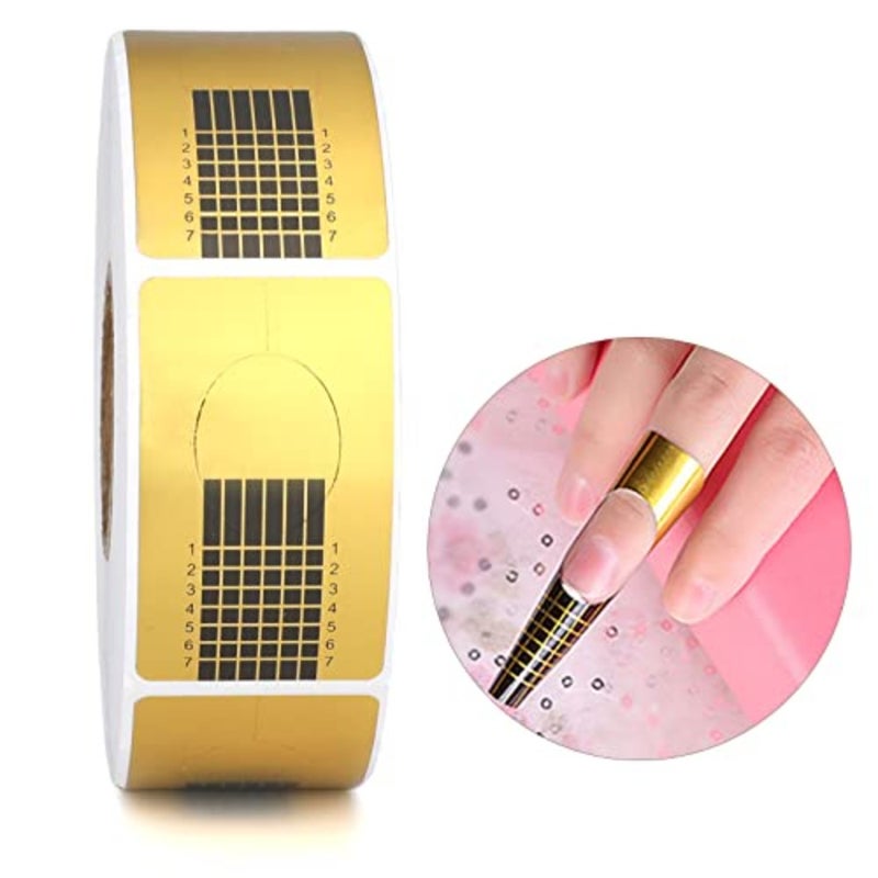 Nail Forms for Gel Builder - 500PCS Paper Nail Forms for Gel Nails - Gold Nail Extension Sticker Forms - Self-adhesive Nails Paper Forms for Nail Extension - Image 1