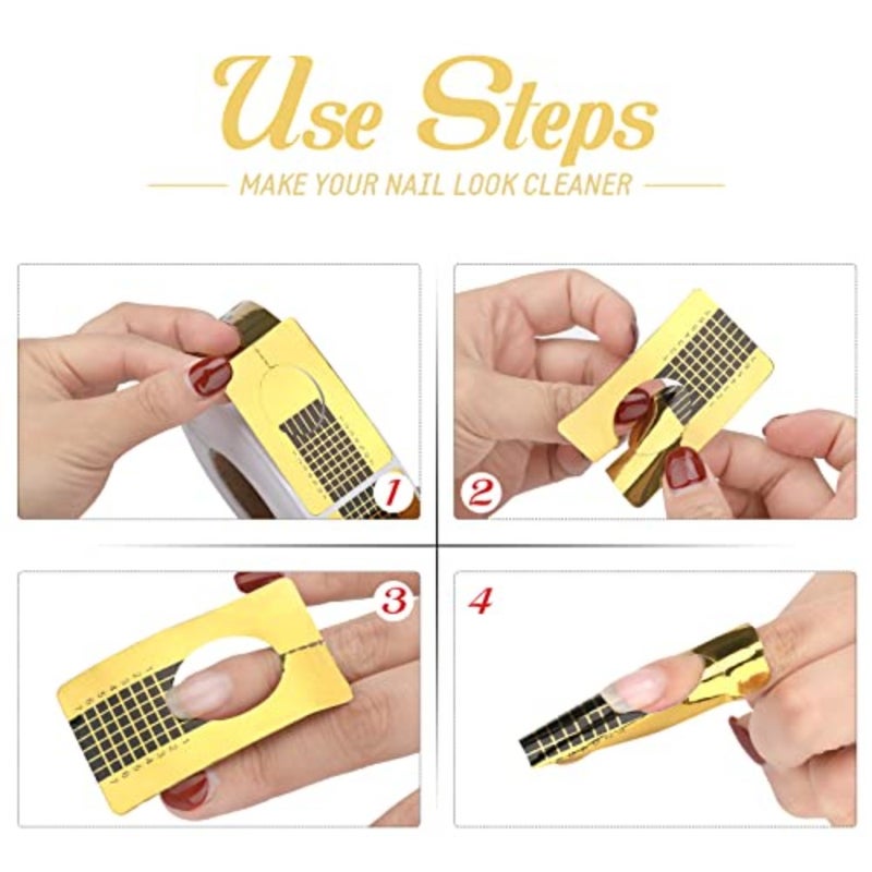 Nail Forms for Gel Builder - 500PCS Paper Nail Forms for Gel Nails - Gold Nail Extension Sticker Forms - Self-adhesive Nails Paper Forms for Nail Extension - Image 5