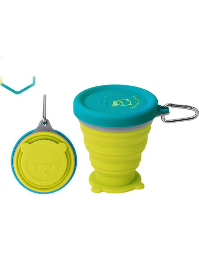 M Square Portable Folding Silicone Cup Bowl Picnic Camping Baby Food Grade Travel Outdoor Fluorescent Green Medium Cup - Image 2