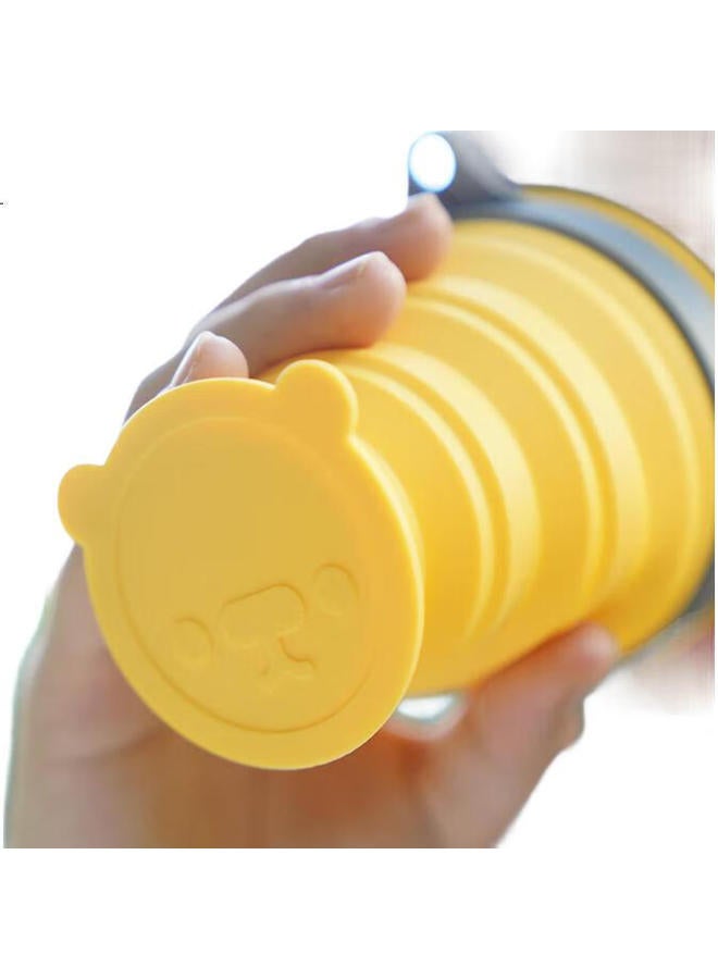 M Square Portable Folding Silicone Cup Bowl Picnic Camping Baby Food Grade Travel Outdoor Fluorescent Green Medium Cup - Image 1