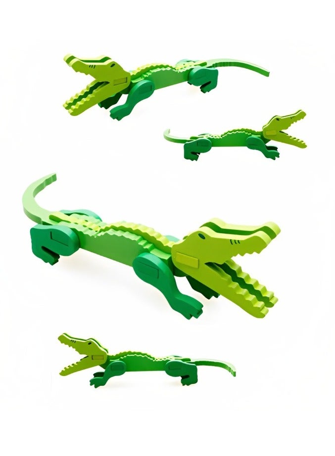 Creative 3D Wooden Puzzle Toy for Toddlers Dimensional Animal DIY Children's Handmade Crocodile Model, Colorful Wood Puzzles Fun Toy Kit for Boys & Girls - Image 2