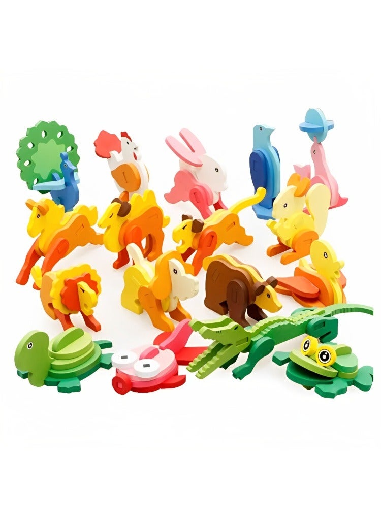 Creative 3D Wooden Puzzle Toy for Toddlers Dimensional Animal DIY Children's Handmade Crocodile Model, Colorful Wood Puzzles Fun Toy Kit for Boys & Girls - Image 4