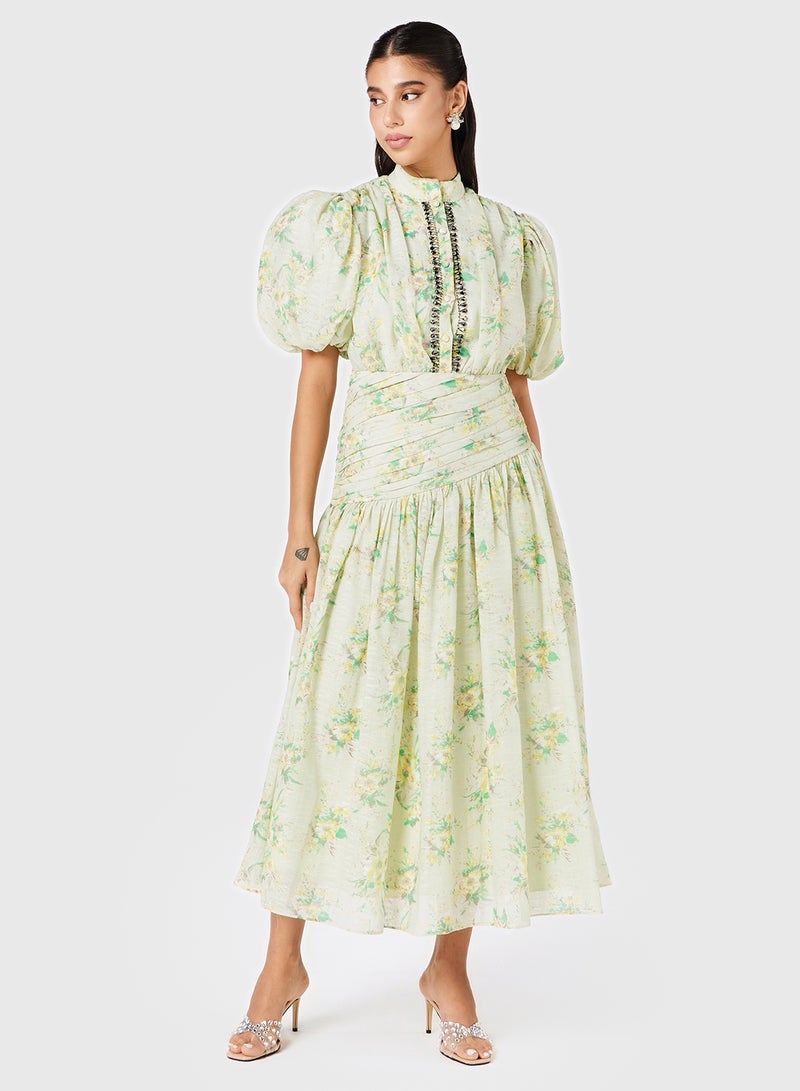 ثريدز باي اجوني فستان بأكمام منفوشة وطبعات زهور - Image 1