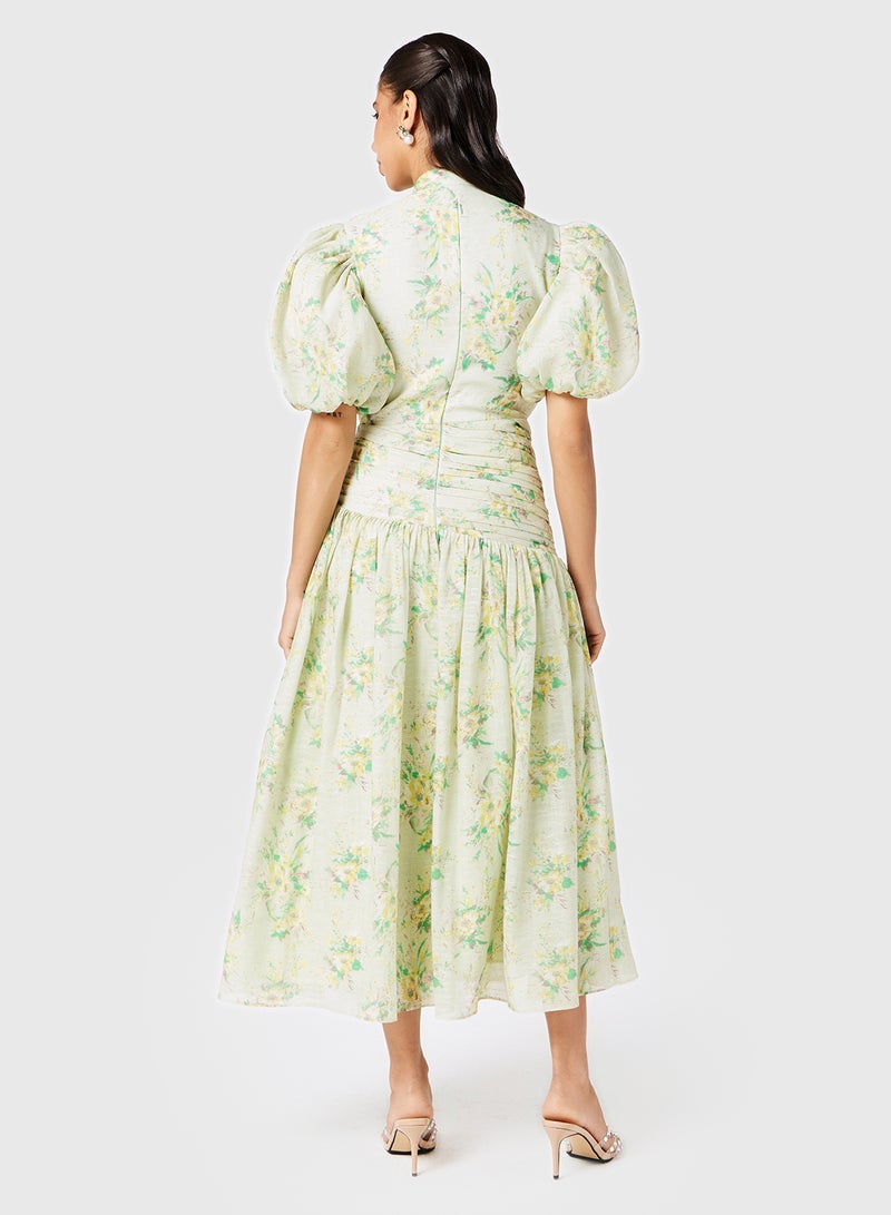 ثريدز باي اجوني فستان بأكمام منفوشة وطبعات زهور - Image 2