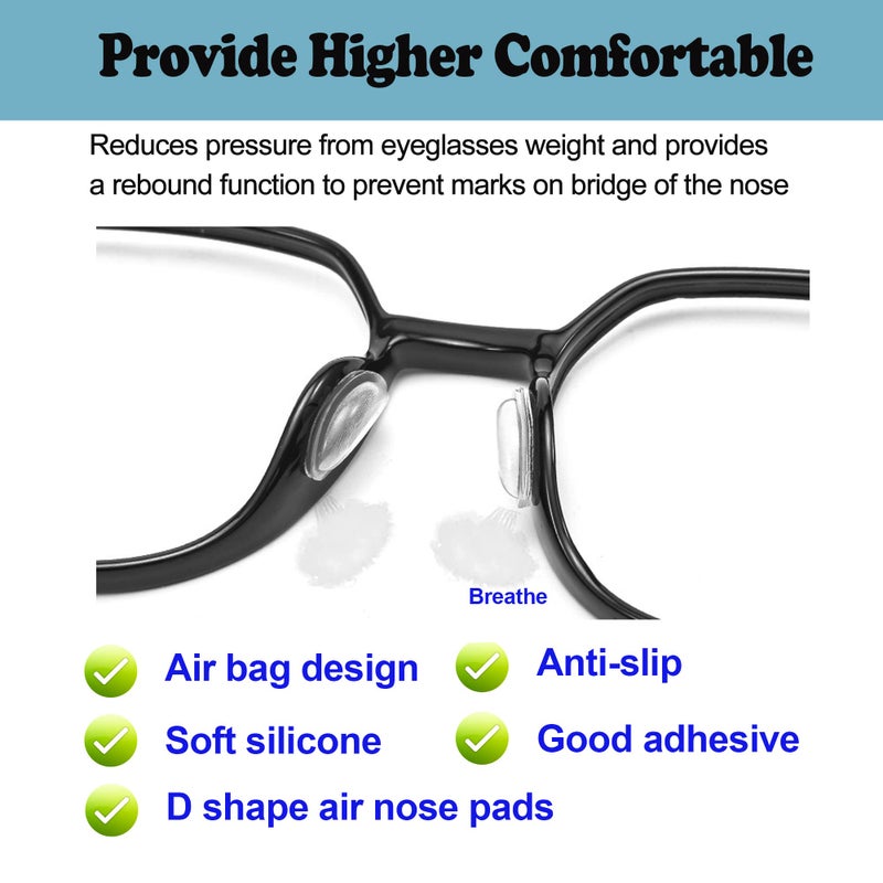 Omnful Eyeglass Nose Pads  3.5Mm Thickness Adhesive Anti Slip Glasses Nose Grips With Air Bag For Sunglasses Eyeglasses Reading Glasses (10 Pairs  Clear) - Image 4