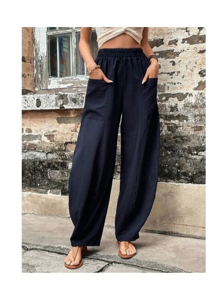 Loquat New Women's Mid-waist Loose Casual Pants 