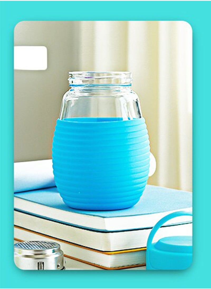 ISHWAZ - Cute Water Bottle With Silicone Case And Strainer - Fashion Design Portable Water Bottle - Ideal Glass Mug For Tea Coffee and Drinks, Stylish Shape and Classy Look - Image 1