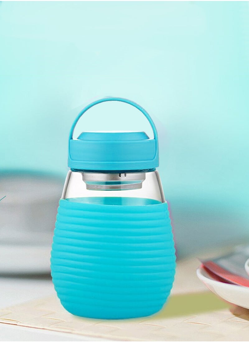 ISHWAZ - Cute Water Bottle With Silicone Case And Strainer - Fashion Design Portable Water Bottle - Ideal Glass Mug For Tea Coffee and Drinks, Stylish Shape and Classy Look - Image 1