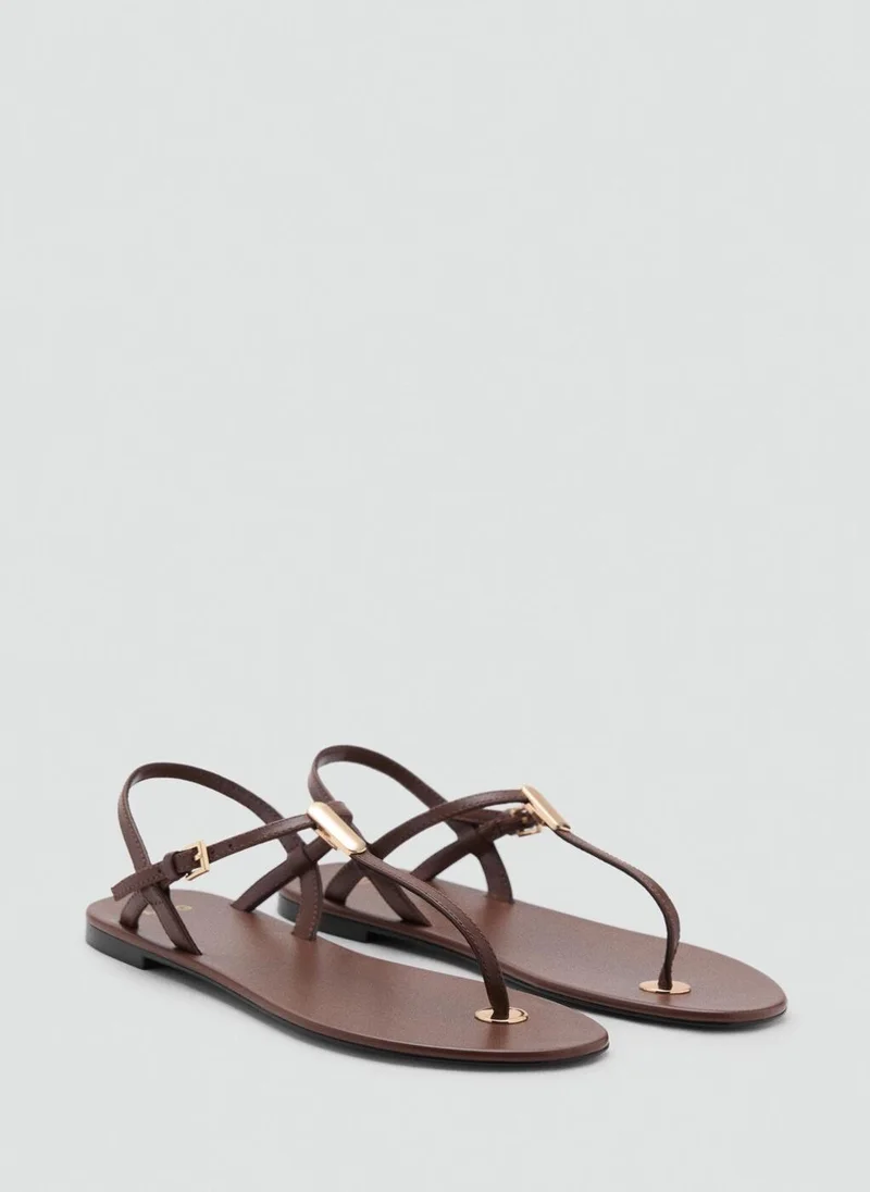مانجو Leather sandals with metallic detail