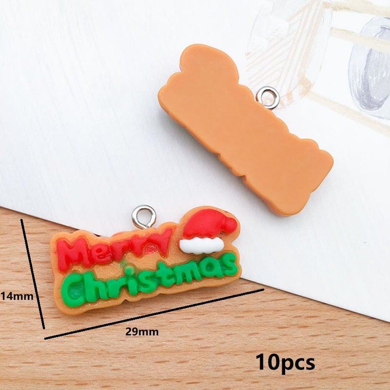 Generic Resin Christmas Snowflake Tree Sock DIY Pendant 1 Christmas English letter 14x29mm-17014 