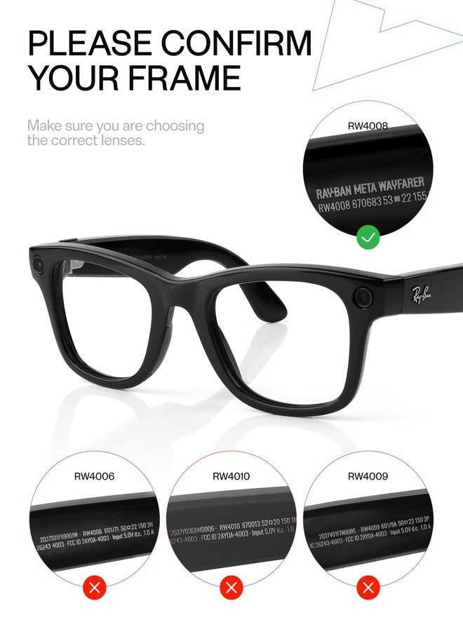 Mryok Polarized Replacement Lenses Compatible with Ray-Ban Meta Wayfarer RW4008 53mm - Black Iridium - Image 3