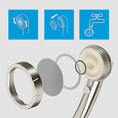 KAIYING Brushed Nickel High Pressure Handheld Shower Head with ON/OFF Switch, 3 Spray Modes, Adjustable Angle Bracket, and Hose - Image 5