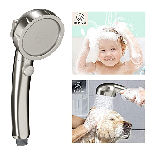 KAIYING Brushed Nickel High Pressure Handheld Shower Head with ON/OFF Switch, 3 Spray Modes, Adjustable Angle Bracket, and Hose - Image 3