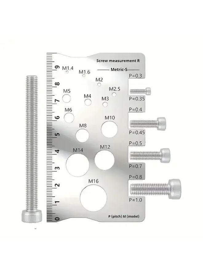 Heavy Duty Stainless Steel Screw Measuring Ruler Set Thread Gauge M12 Pitch Diameter Caliper - Image 3