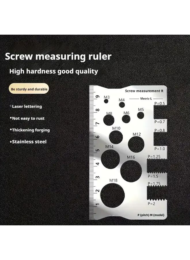 Heavy Duty Stainless Steel Screw Measuring Ruler Set Thread Gauge M12 Pitch Diameter Caliper - Image 5