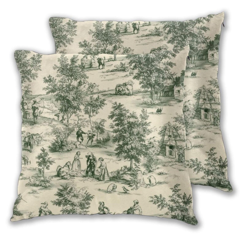 Droerfes French Vintage Throw Pillow Covers Set of 2 Couch Pillow Case Decoration Cushion Covers for Sofa Home Living Room Bedroom Outdoor 18X18 Inch - Image 2