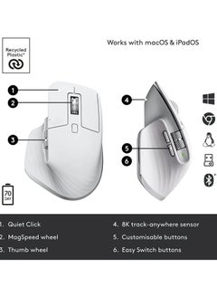 MX Master 3S For Mac Ultra Fast Scrolling Bluetooth Mouse Ergonomic 8K DPI Glass Tracking Quiet Click USB C Apple Ipad Light Grey - pzsku/Z4360977115A149F68BE7Z/45/_/1738586710/11d00136-03e5-4c06-aaeb-db572d88ed92