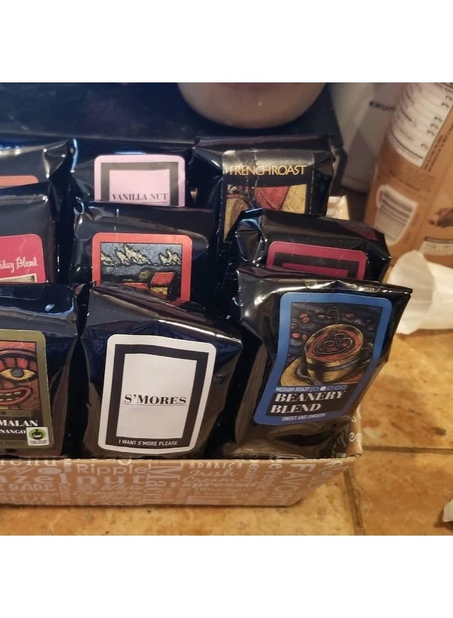 Indulgent Coffee Selection Gift Box | 100% Specialty Arabica Coffee | 12 Sample Bags of Medium Roast Ground Coffee - Image 4