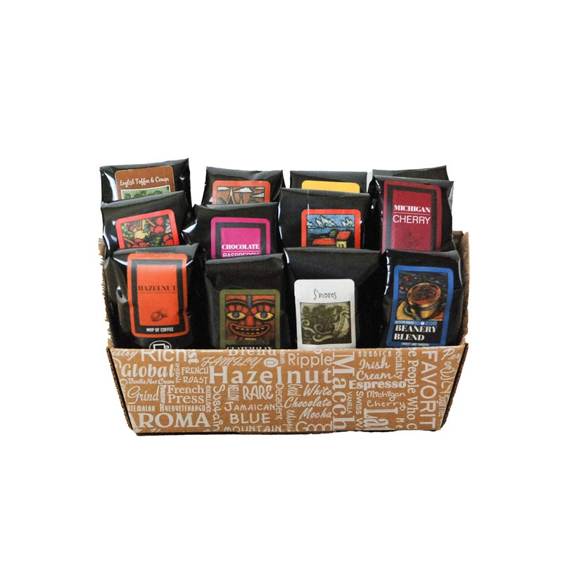 Indulgent Coffee Selection Gift Box | 100% Specialty Arabica Coffee | 12 Sample Bags of Medium Roast Ground Coffee - Image 1