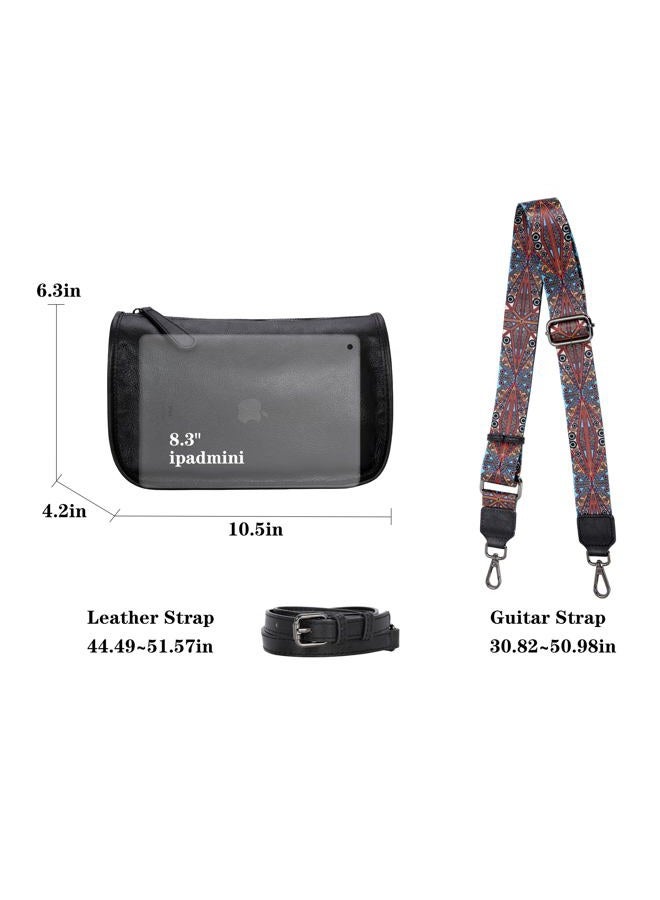 HESHE Leather Crossbody Bags Purse for Women Small Shoulder Purses Guitar Strap Satchel Vintage Hobo Handbags(Black) - Image 5