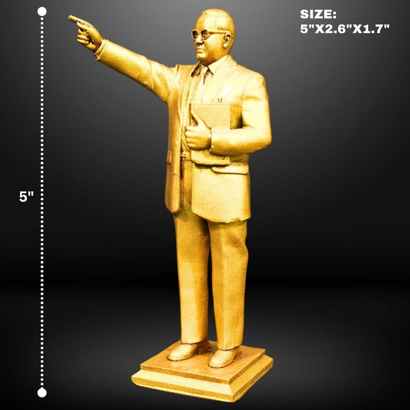 NEEANN Dr BR Ambedkar Statue 5 Inches Polystone Murti Standing Posture Pratima Brass Copper Bronze Finish Symbol of Justice Equality Home Office and Car Dashboard Brass - Image 2