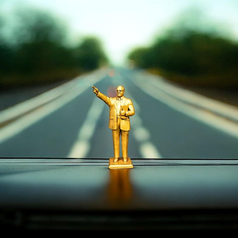 NEEANN Dr BR Ambedkar Statue 5 Inches Polystone Murti Standing Posture Pratima Brass Copper Bronze Finish Symbol of Justice Equality Home Office and Car Dashboard Brass - Image 5