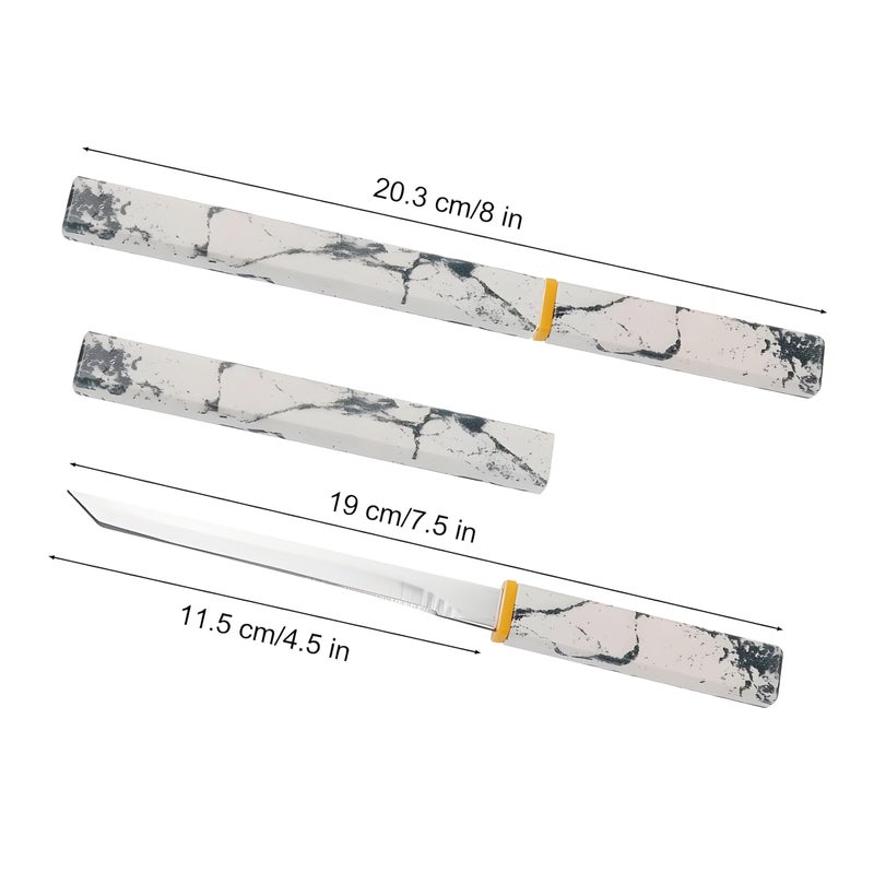 Kneefcy White Handle Knife with Blade Cover – Precision Stainless Steel Cutter for Fruit Cutting, Kitchen Use, Craft, DIY | Lightweight Compact Utility Knife with Plastic Grip - Image 2