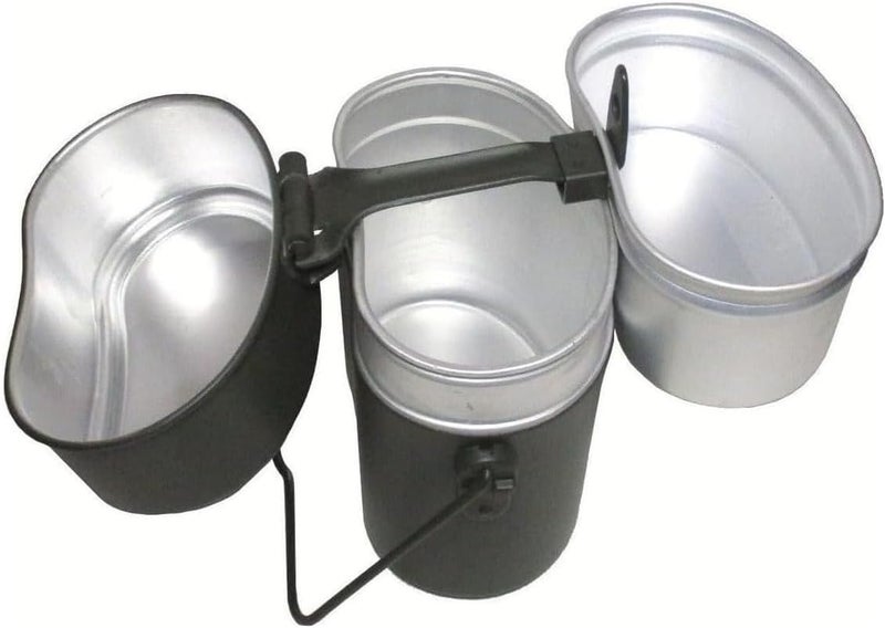 Mil-Tec Unisex Adult Cookware Set - Durable Aluminum Mess Kit with Folding Handles, Silver - Image 4