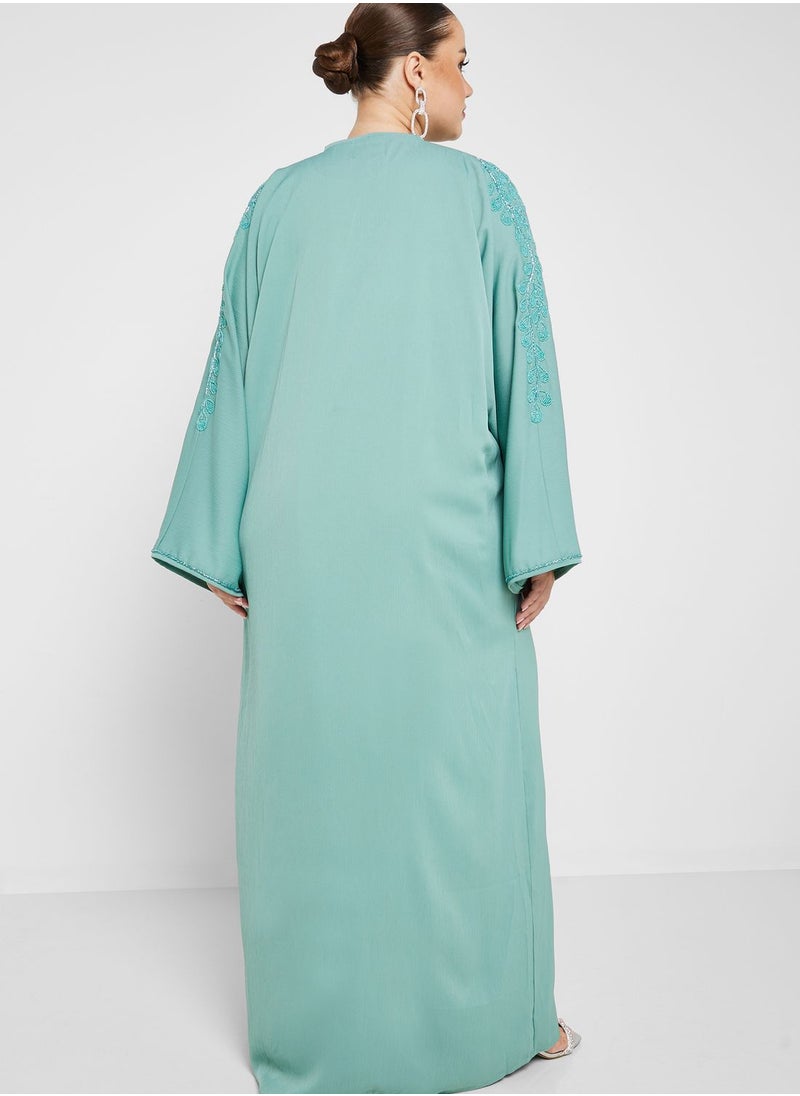 Hayas Closet Curve - V-Neck Embellished Abaya - Image 1