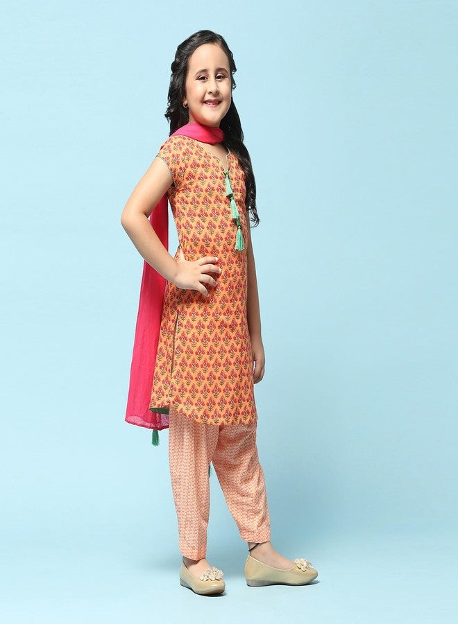 BIBA GIRLS PRINTED STRAIGHT KID(KW2671_PEACH_9) - Image 5